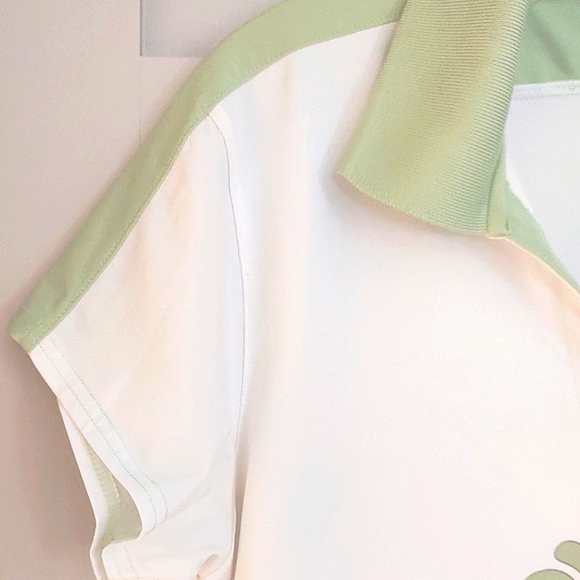 AUREA Dri-Max | White and Green Golf Shirt Hibiscus Flower | Women's Large - Picture 5 of 10
